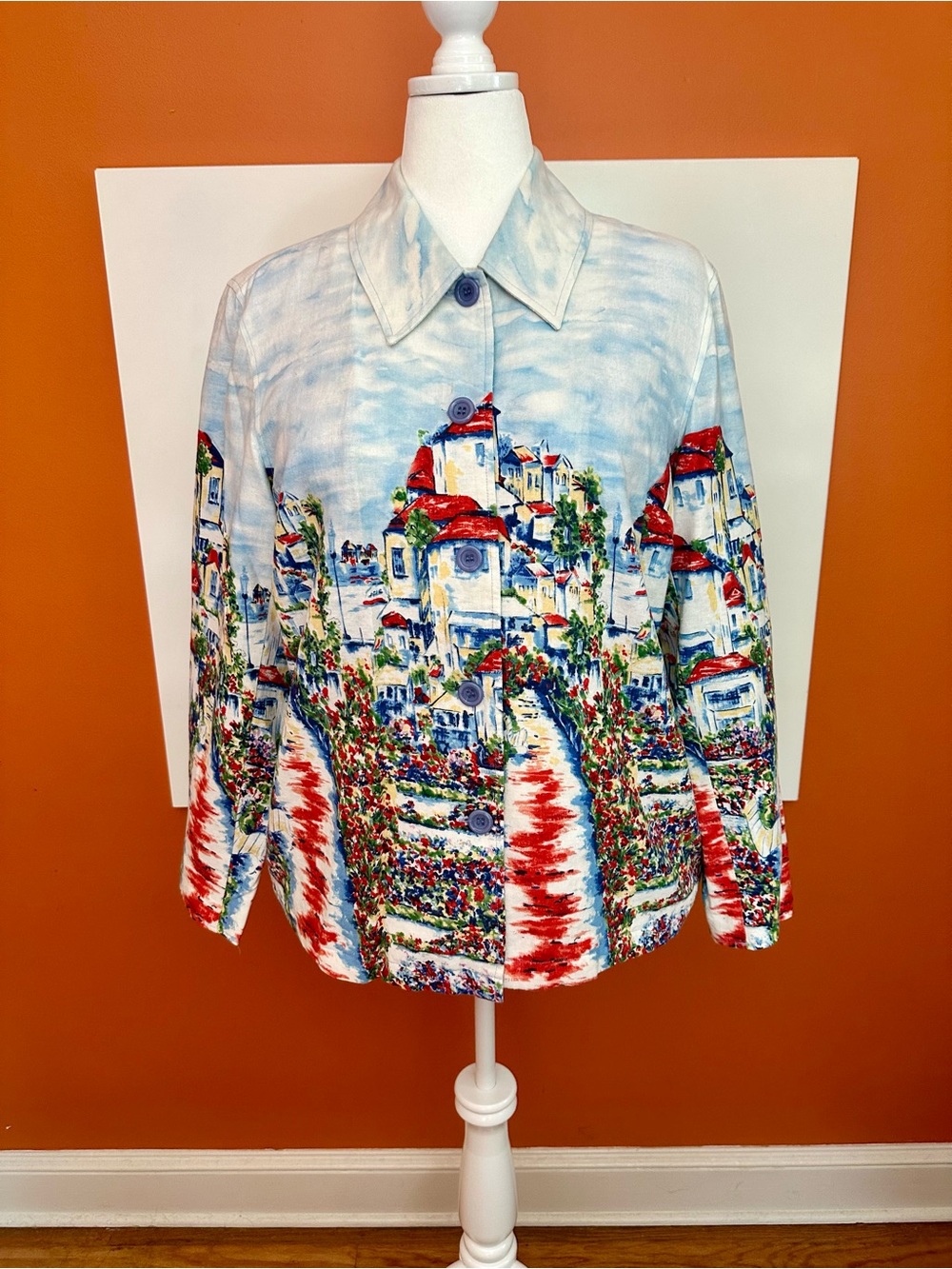 Coldwater Creek Scenic Village Linen Blend Button-Front Jacket - Size 1X